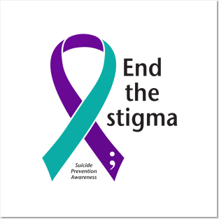 Suicide prevention: End the stigma, black type Posters and Art